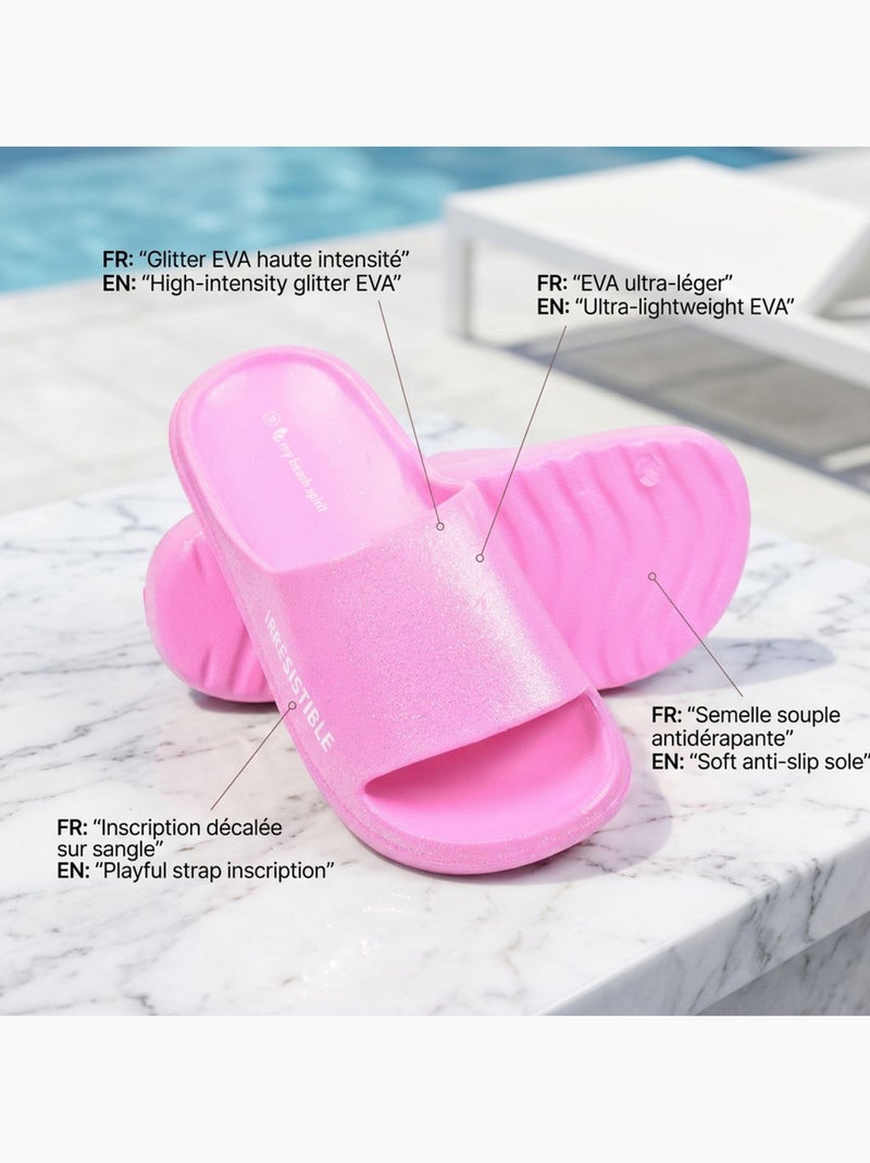 Chancla Glitter Mensaje Humor 5 Colores OZABI Rosa - Kiabi