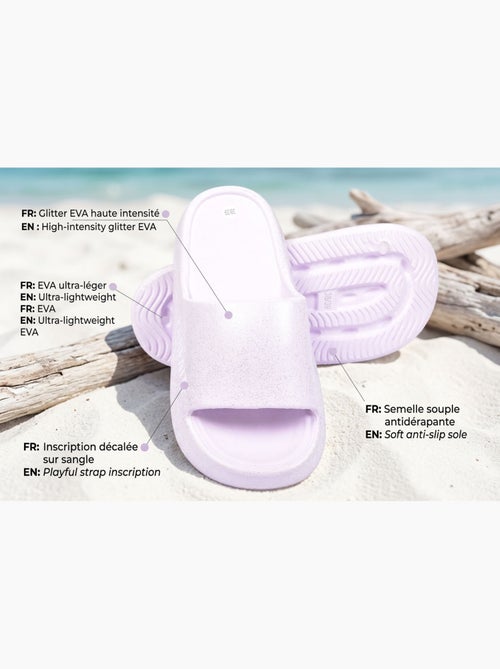 Chancla Mujer Brillo Mensaje Humor 4 Colores OZABI - Kiabi Chancla Mujer Brillo Mensaje Humor 4 Colores OZABI - Kiabi