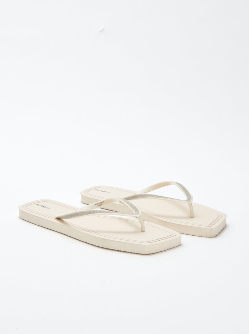 Chanclas con puntera cuadrada y detalles brillantes BEIGE - Kiabi