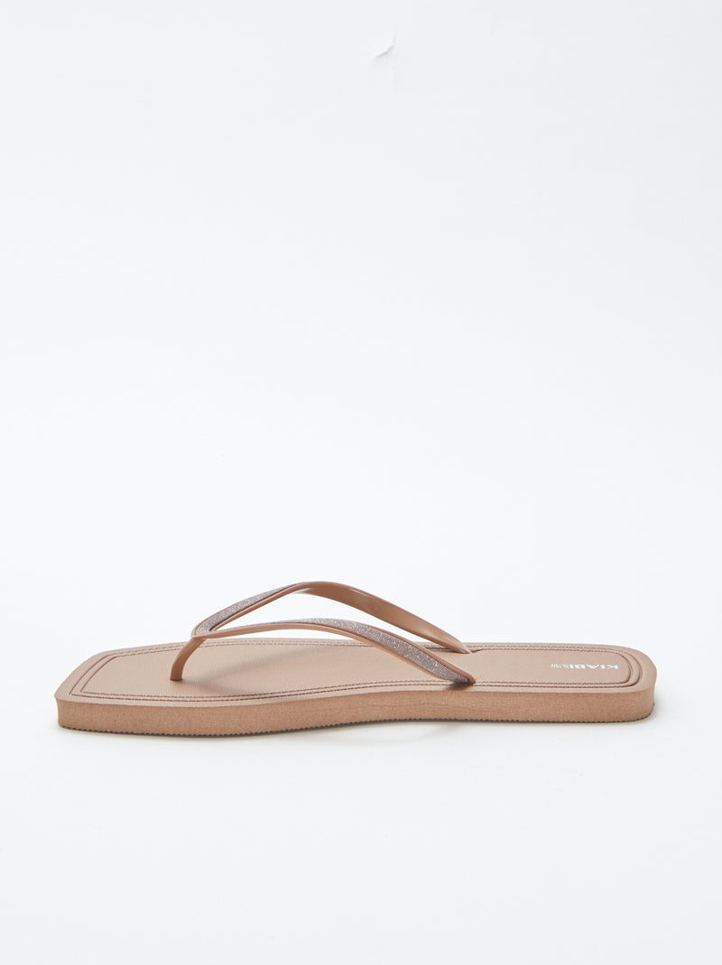 Chanclas con puntera cuadrada y detalles brillantes MARRON - Kiabi