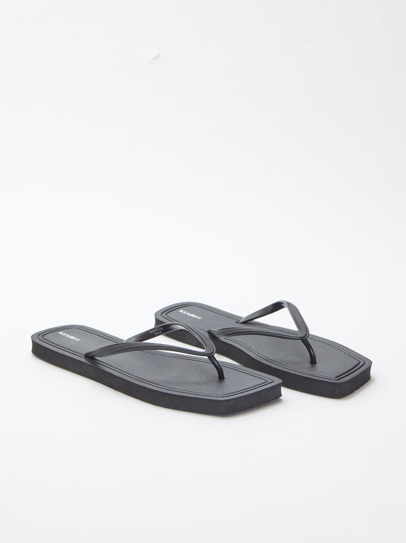 Chanclas con puntera cuadrada y detalles brillantes NEGRO - Kiabi