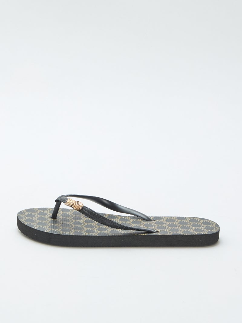 Chanclas con suelas estampadas Negro - Kiabi