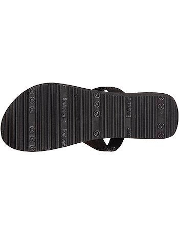 Chanclas con tacón de 4 cm, ancho, empeine de abalorios isotoner