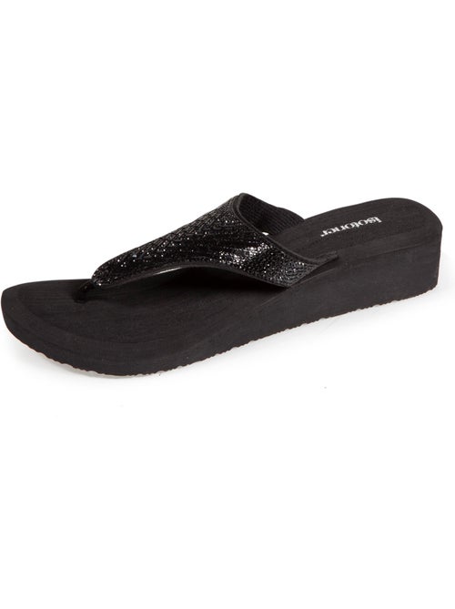 Chanclas con tacón de 4 cm, ancho, empeine de abalorios isotoner - Kiabi Chanclas con tacón de 4 cm, ancho, empeine de abalorios isotoner - Kiabi
