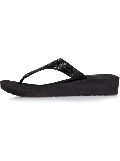 Chanclas con tacón de 4 cm, ancho, empeine de abalorios isotoner - Kiabi Chanclas con tacón de 4 cm, ancho, empeine de abalorios isotoner - Kiabi