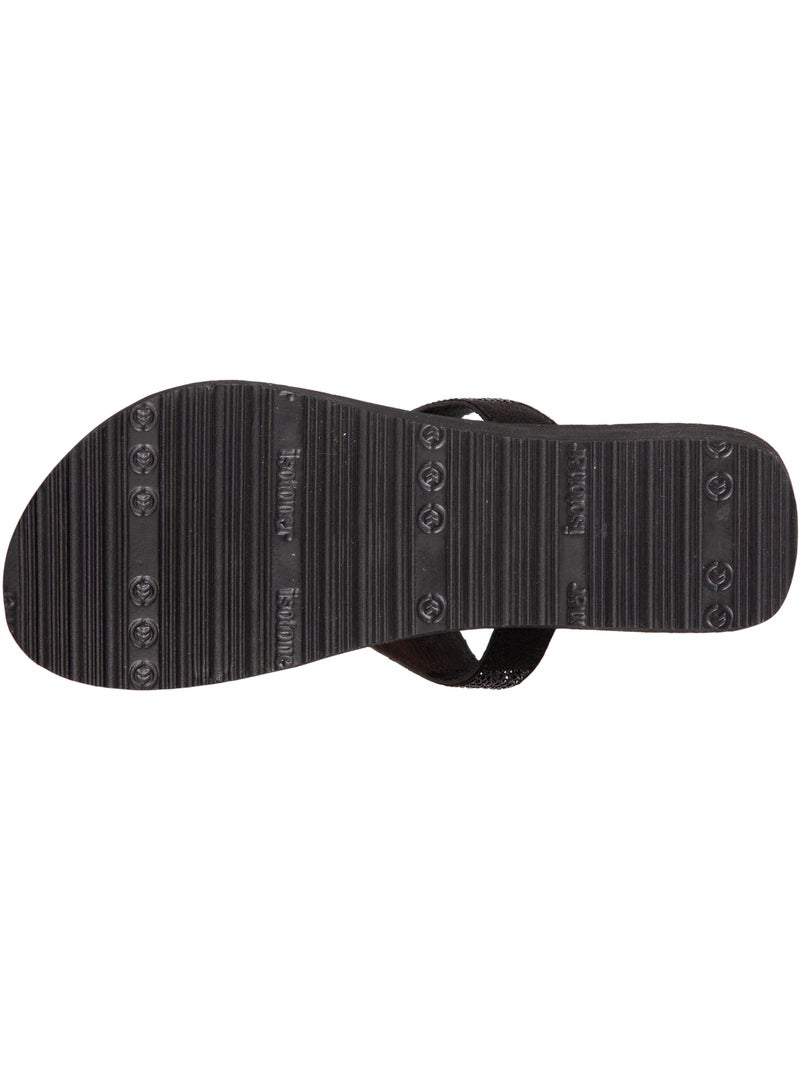 Chanclas con tacón de 4 cm, ancho, empeine de abalorios  isotoner Negro - Kiabi