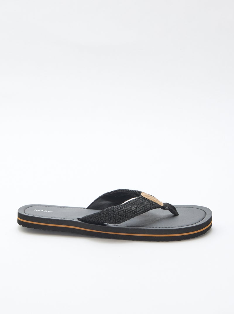 Chanclas con tiras textiles Negro - Kiabi