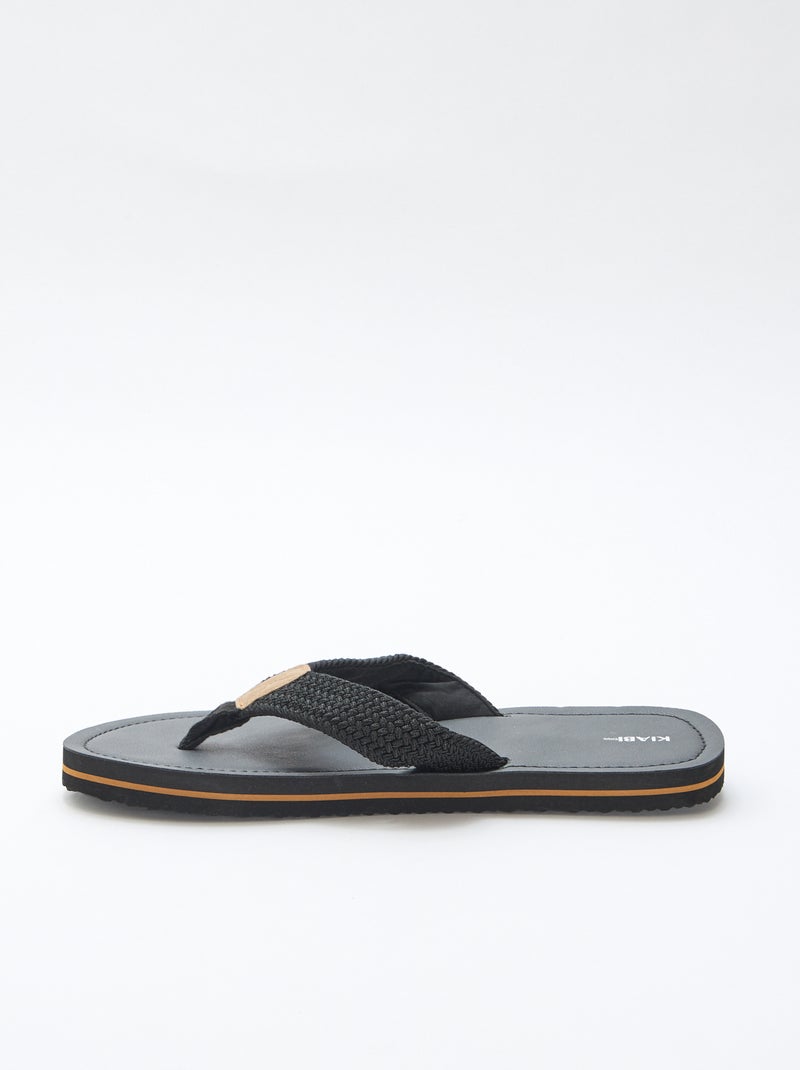 Chanclas con tiras textiles Negro - Kiabi