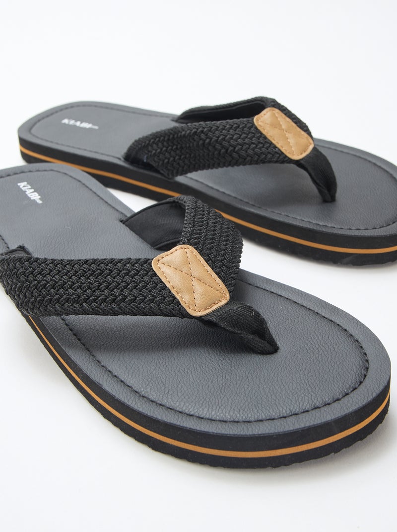 Chanclas con tiras textiles Negro - Kiabi