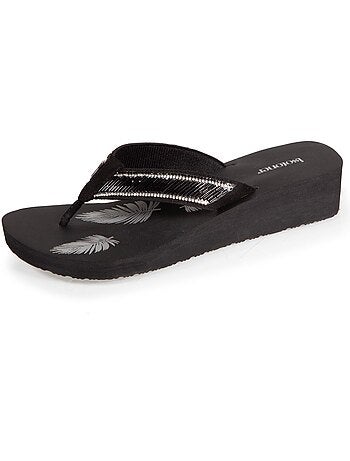 Chanclas Tacón de 4 cm, suela cómoda y ligera, sandalia de playa, sandalia de Isotoner