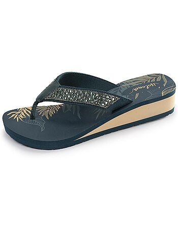 Chanclas Tacón de 4 cm, suela cómoda y ligera, sandalia de playa, sandalia de Isotoner