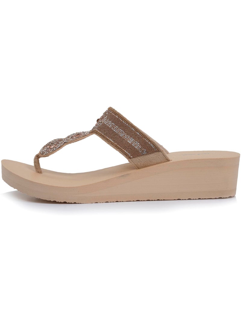 Chanclas con un tacón ultracómodo de 4 cm  isotoner Beige - Kiabi