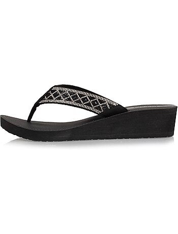 Chanclas suela sintética, parte superior de abalorios, tacón de cuña de 4 cm isotoner