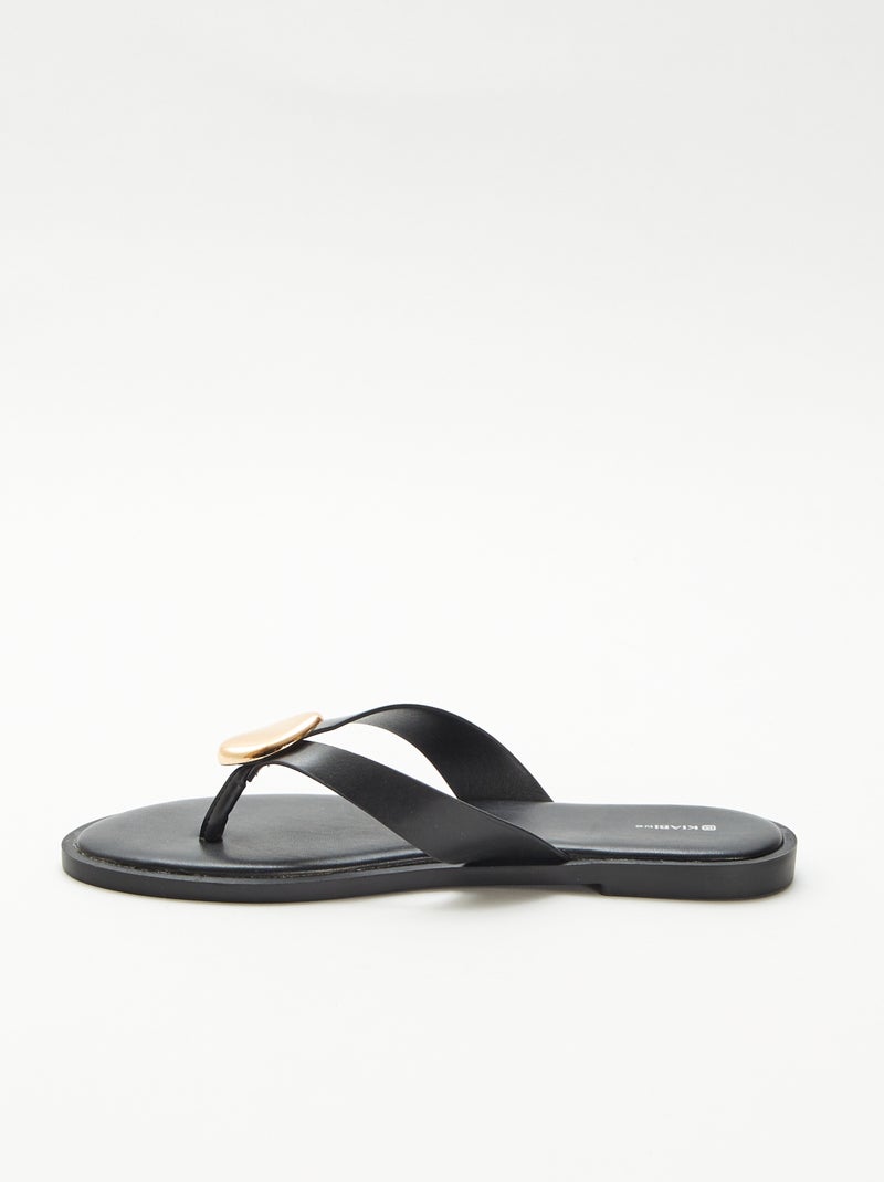 Chanclas de imitación con detalle metálico Negro - Kiabi