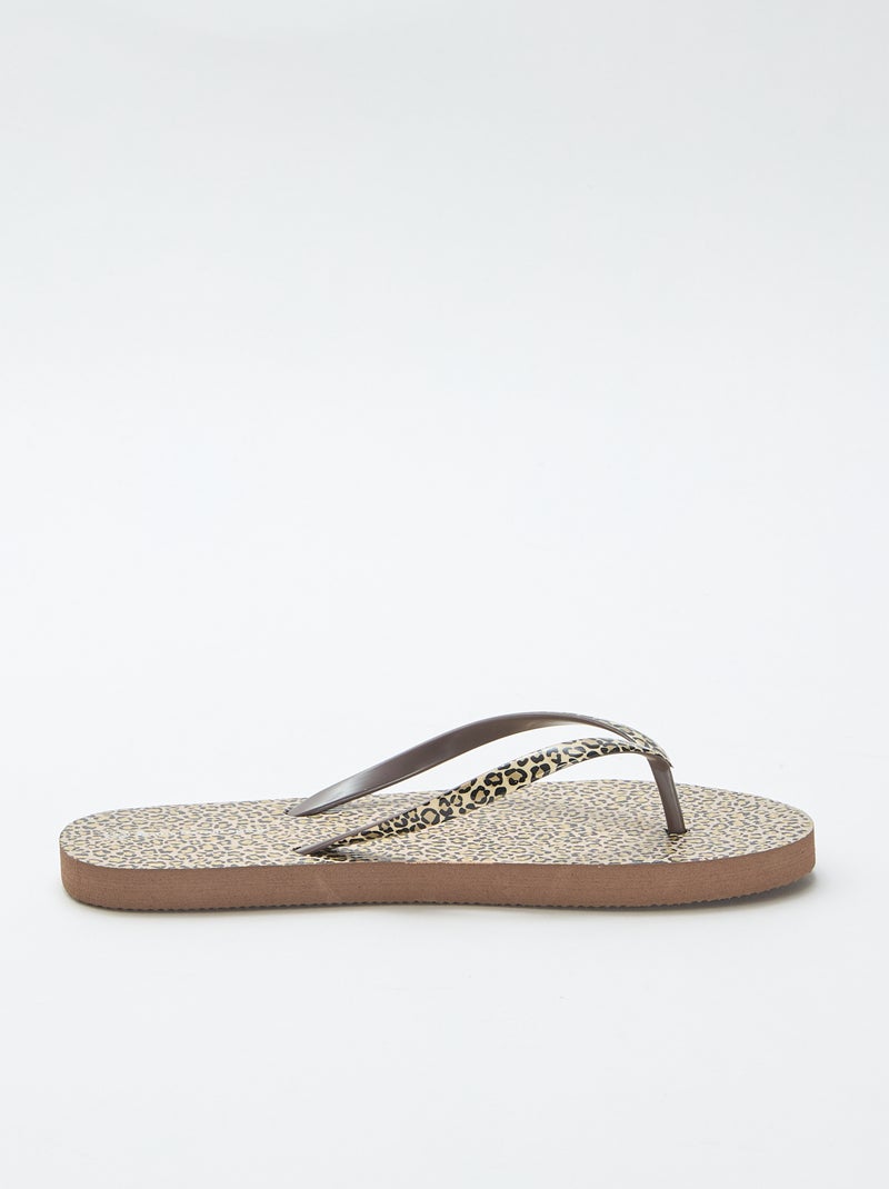 Chanclas de leopardo Marron - Kiabi