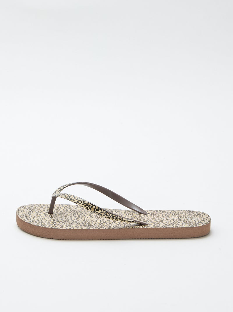 Chanclas de leopardo Marron - Kiabi