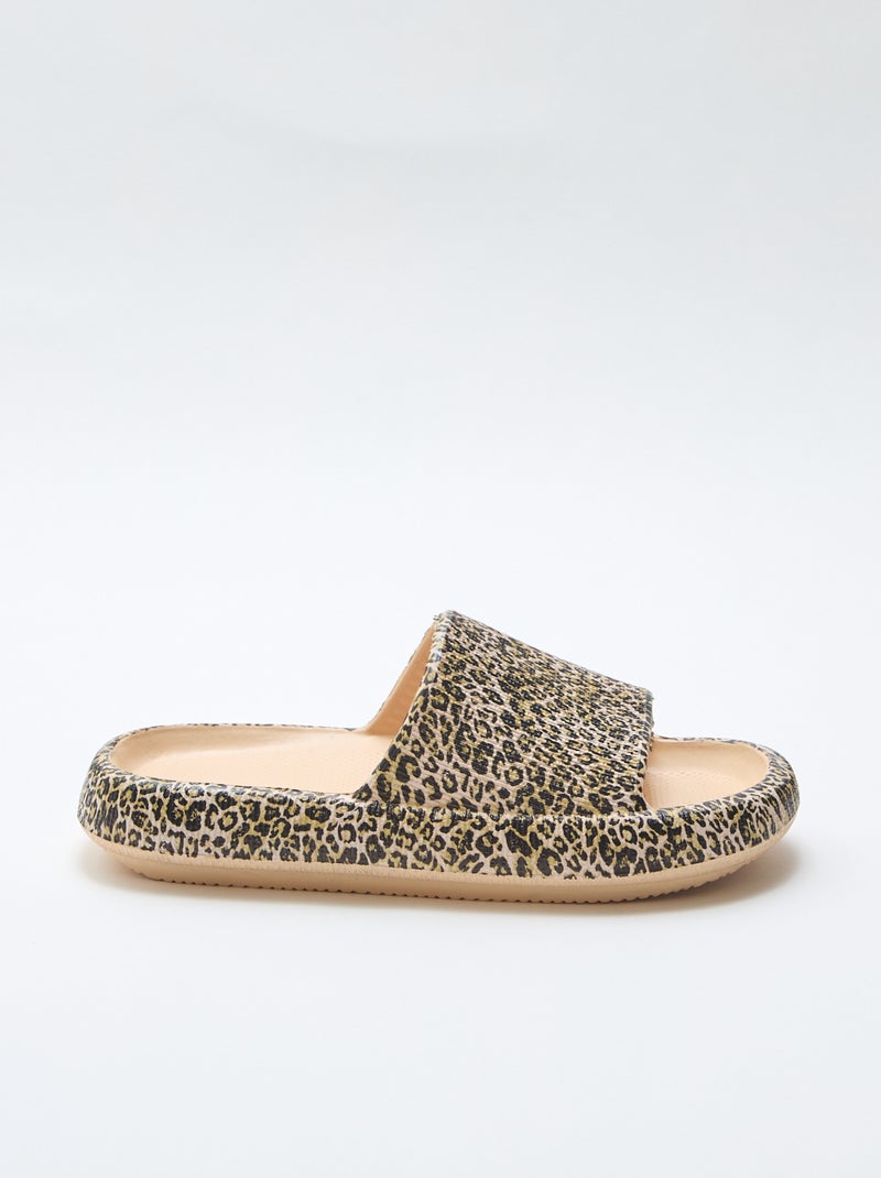 Chanclas de piscina con estampado de leopardo Beige - Kiabi