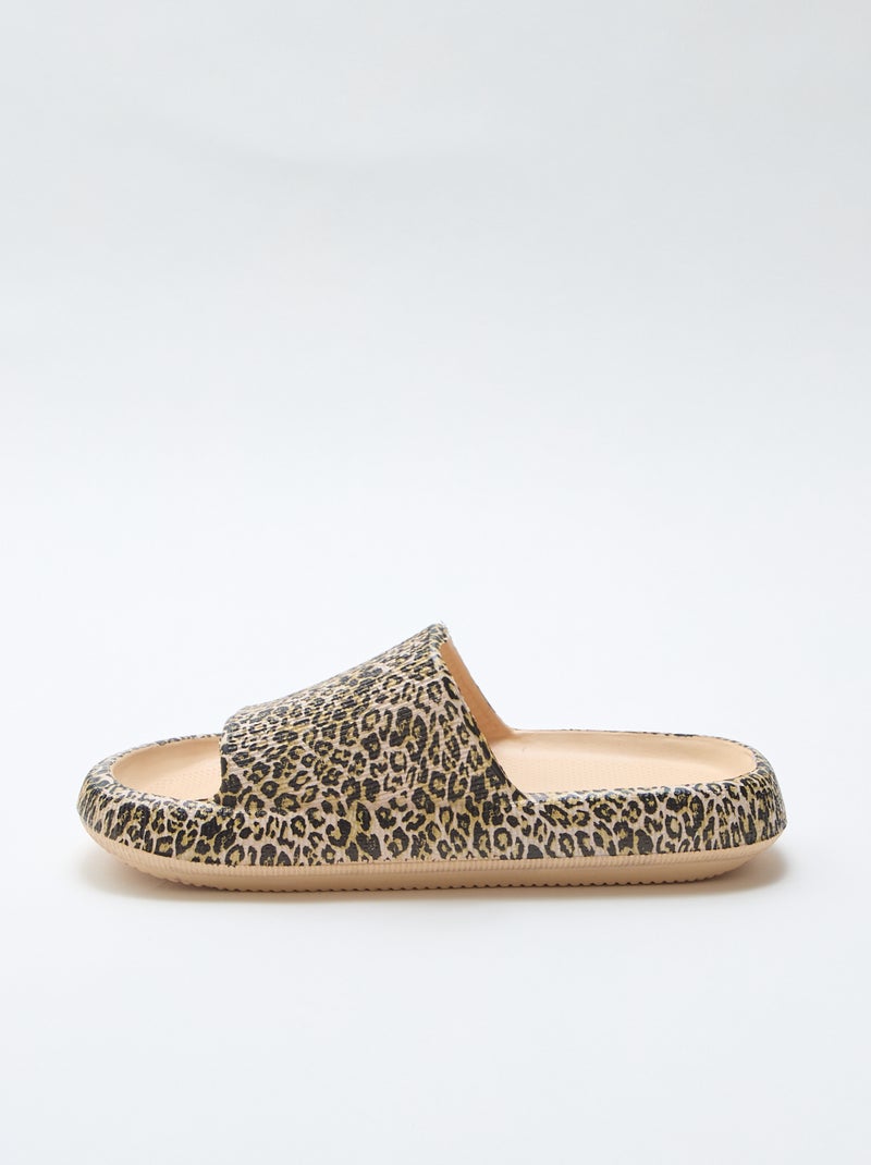 Chanclas de piscina con estampado de leopardo Beige - Kiabi