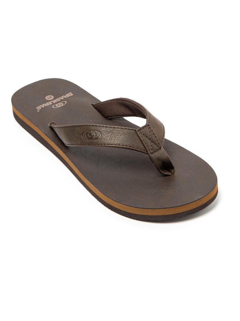 Chanclas de Playa Brasileras de Hombre con suela de goma Antideslizante Marrón - Kiabi