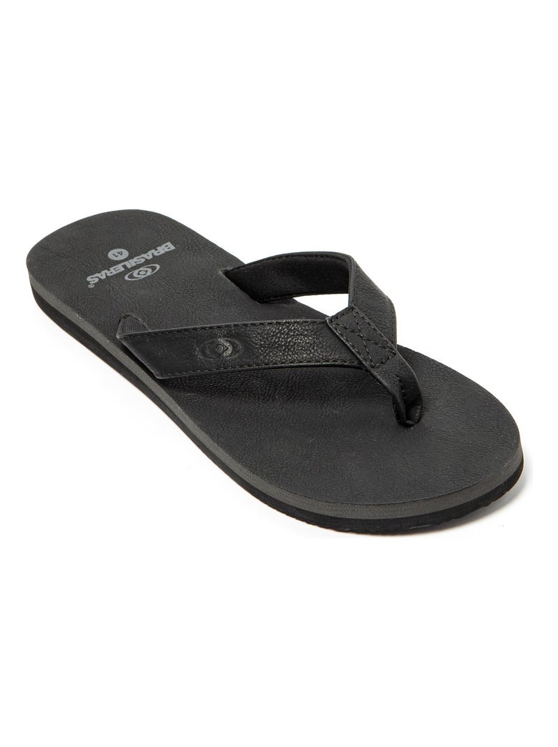 Chanclas de Playa Brasileras de Hombre con suela de goma Antideslizante Negro - Kiabi