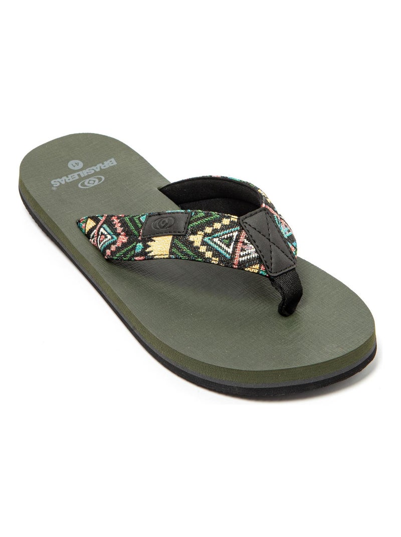 Chanclas de Playa Brasileras de Hombre con suela de goma Antideslizante Verde - Kiabi