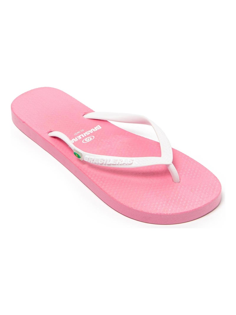 Chanclas de Playa Brasileras de Mujer con suela de goma Antideslizante Blanco Rosa - Kiabi