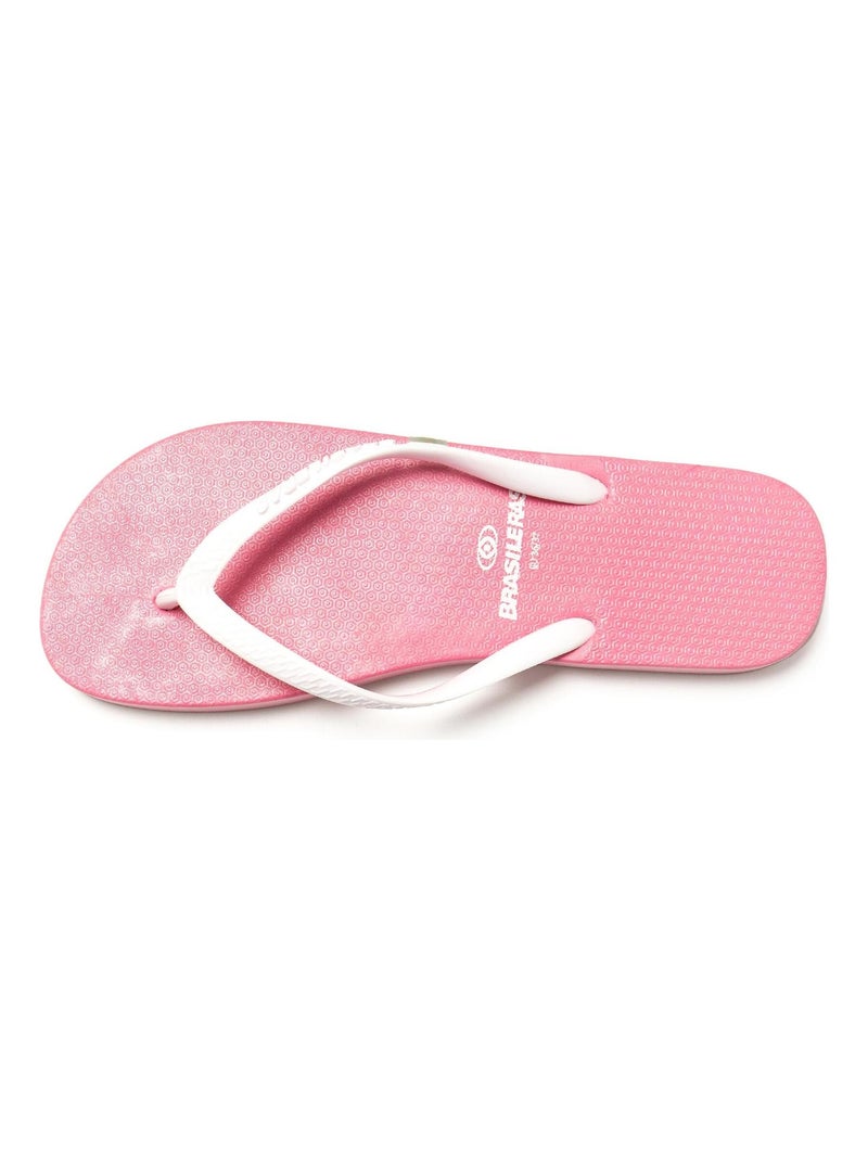 Chanclas de Playa Brasileras de Mujer con suela de goma Antideslizante Blanco Rosa - Kiabi