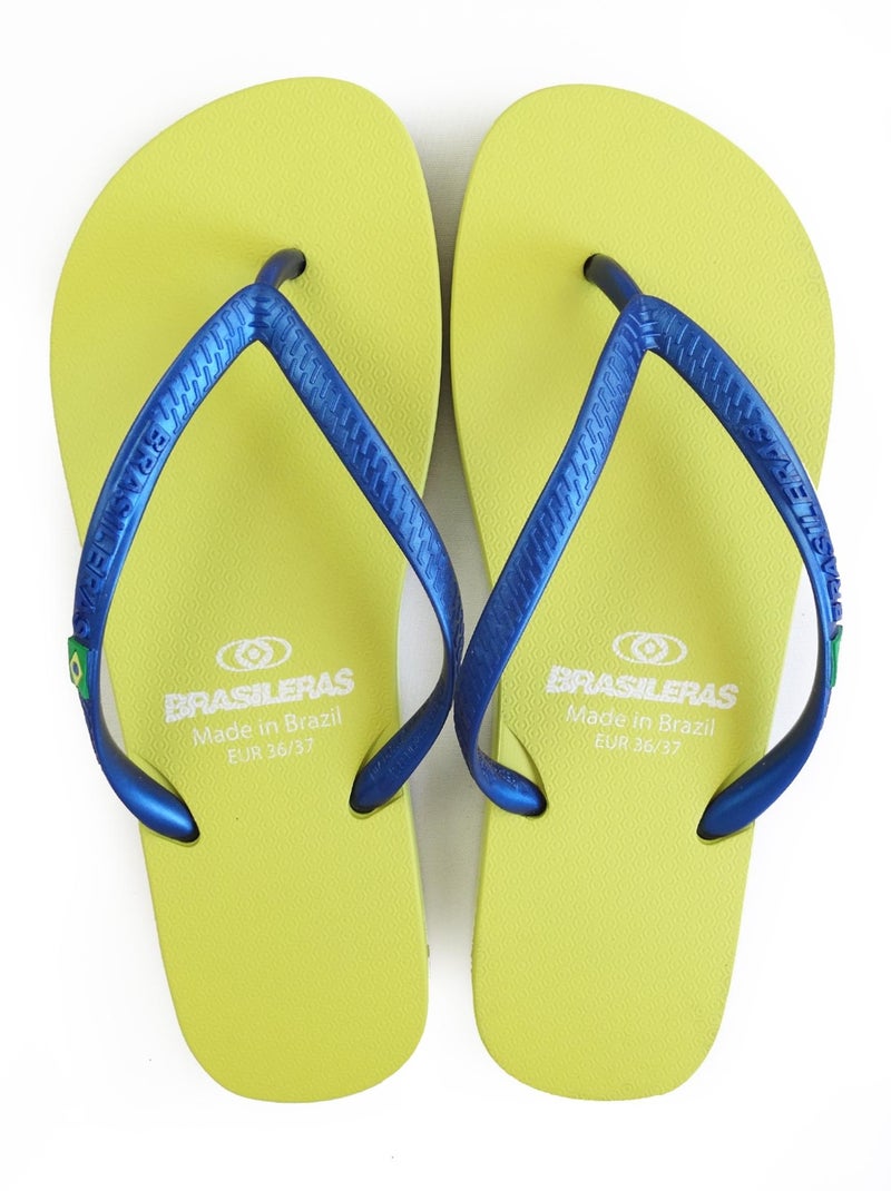 Chanclas de playa de mujer Brasileras con suela de goma Blanco Amarillo Azul - Kiabi