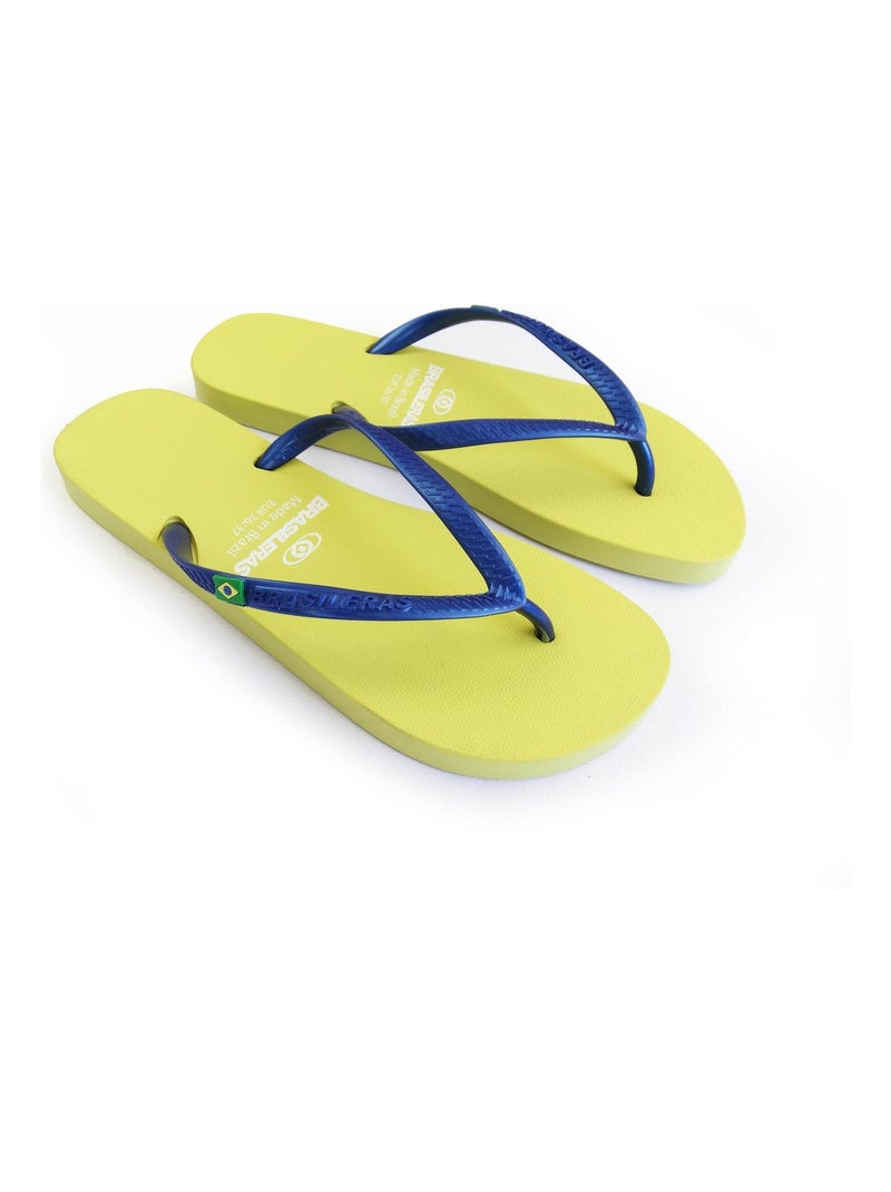 Chanclas de playa de mujer Brasileras con suela de goma Blanco Amarillo Azul - Kiabi