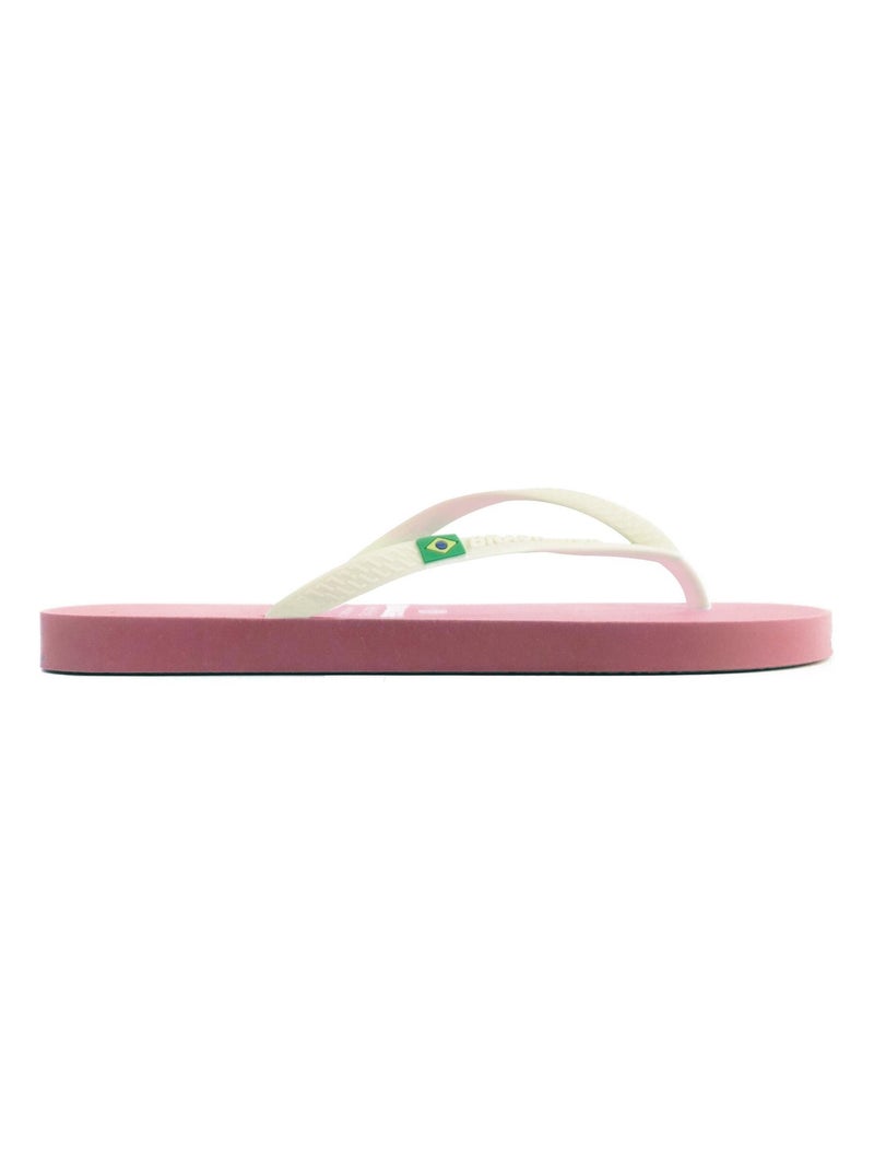 Chanclas de playa de mujer Brasileras con suela de goma Blanco Rosa Blanco - Kiabi