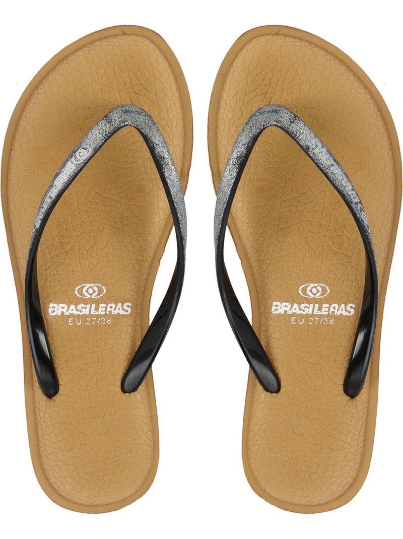 Chanclas de playa de mujer Brasileras con suela de goma Marrón oscuro - Kiabi