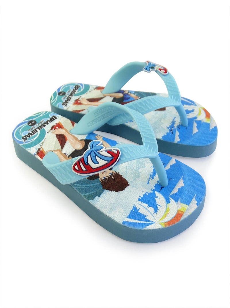 Chanclas de playa de niños Brasileras con suela de goma Azul claro - Kiabi