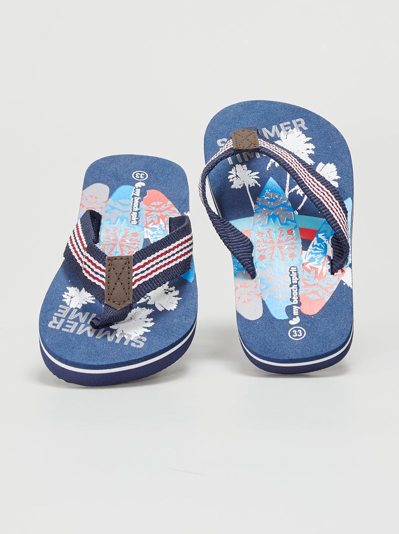 Chanclas de playa 'summer time' azul - Kiabi