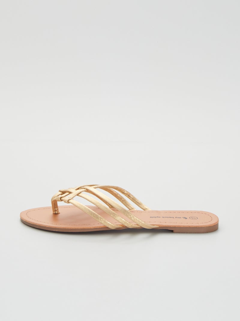 Chanclas doradas con tiras trenzadas oro - Kiabi
