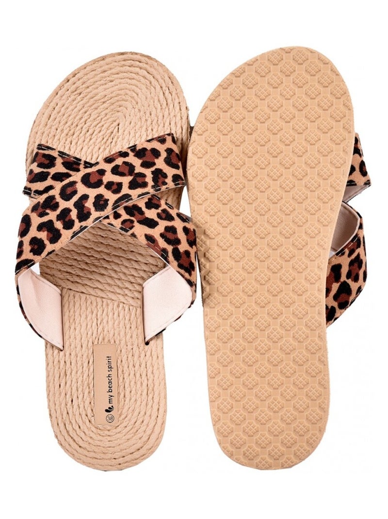 Chanclas Mujer LEOPARD Marrón claro - Kiabi