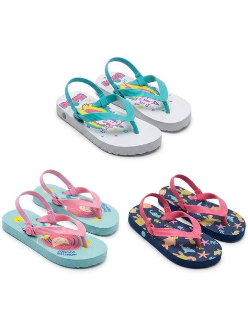 Chanclas Niño Pack 3 Pares OZABI - Motivos Fantasía - Kiabi Chanclas Niño Pack 3 Pares OZABI - Motivos Fantasía - Kiabi