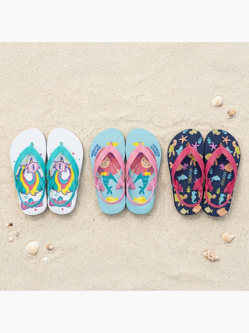 Chanclas Niño Pack 3 Pares OZABI - Motivos Fantasía Azul petróleo - Kiabi