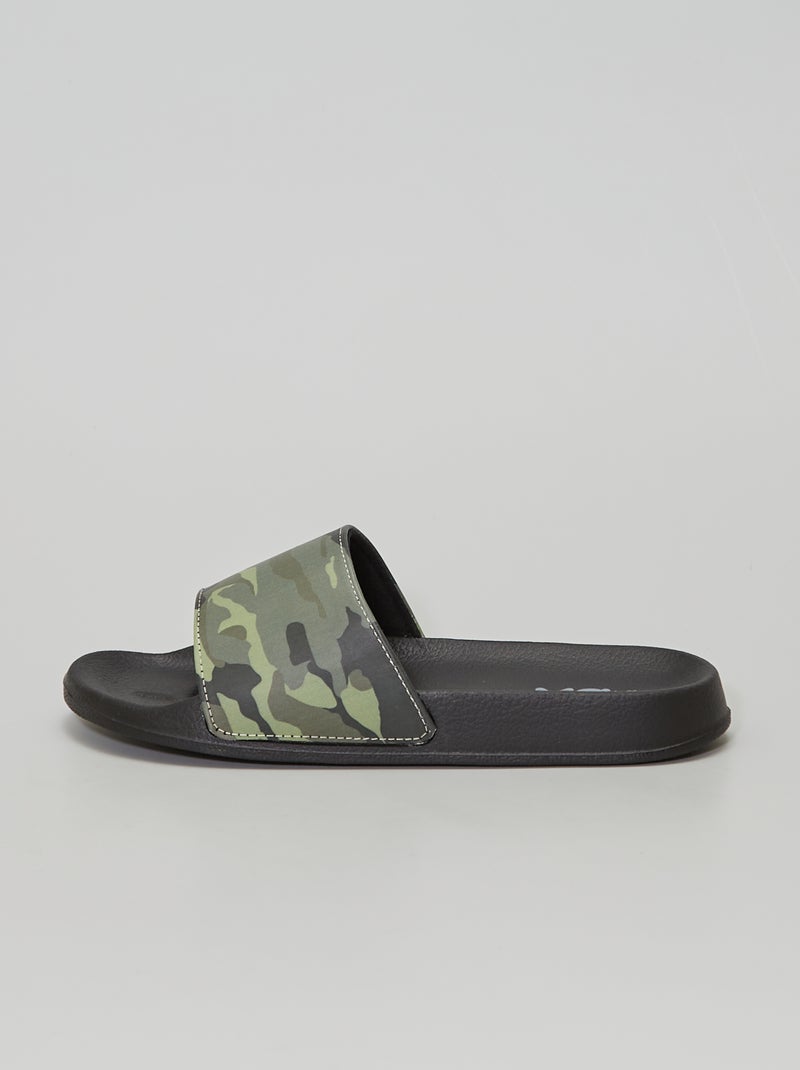 Chanclas para la piscina 'camuflaje' NEGRO - Kiabi