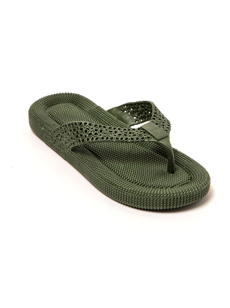 Chanclas playa mujer Brasileras suela goma Verde oscuro - Kiabi