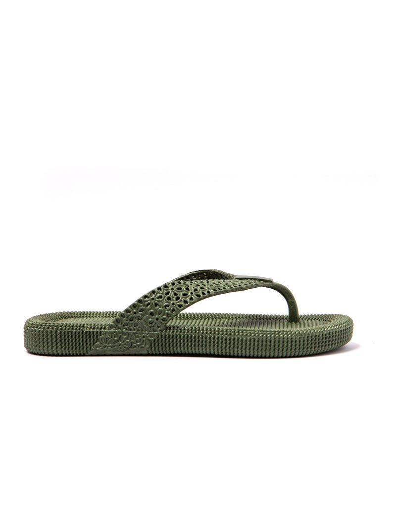 Chanclas playa mujer Brasileras suela goma Verde oscuro - Kiabi