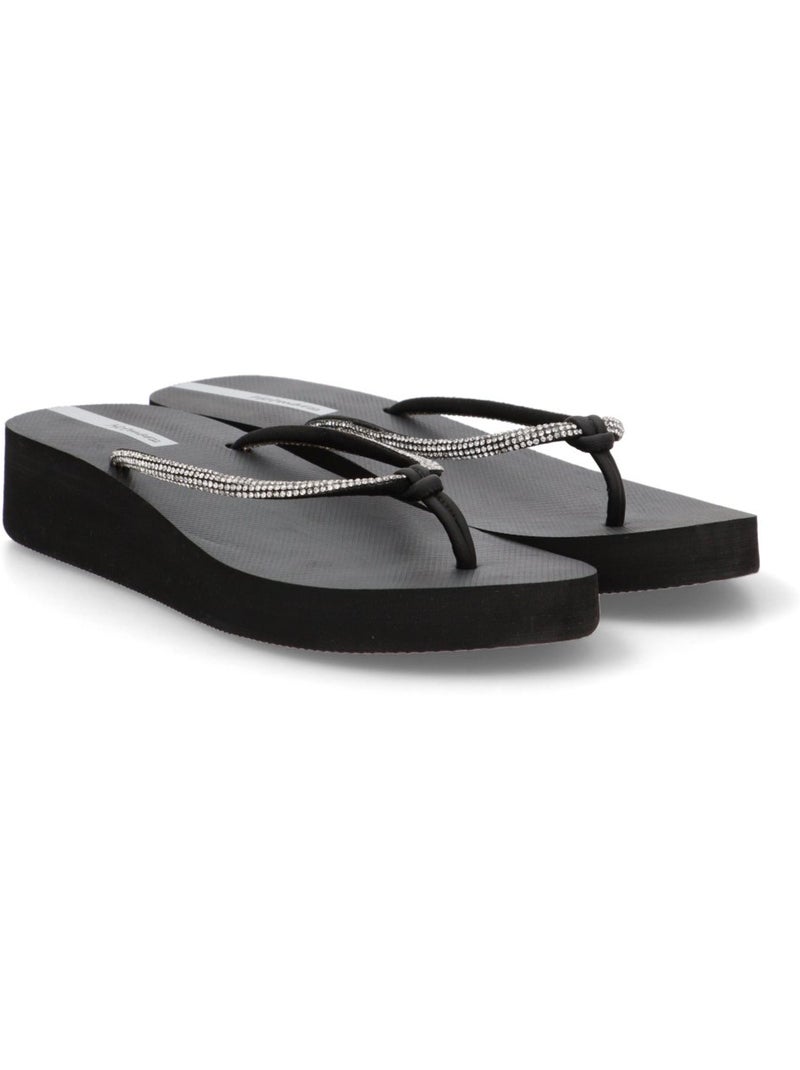 Chanclas Sandalias Playa Sandalia Playa Mujer Cuña Media - Etika Negro - Kiabi