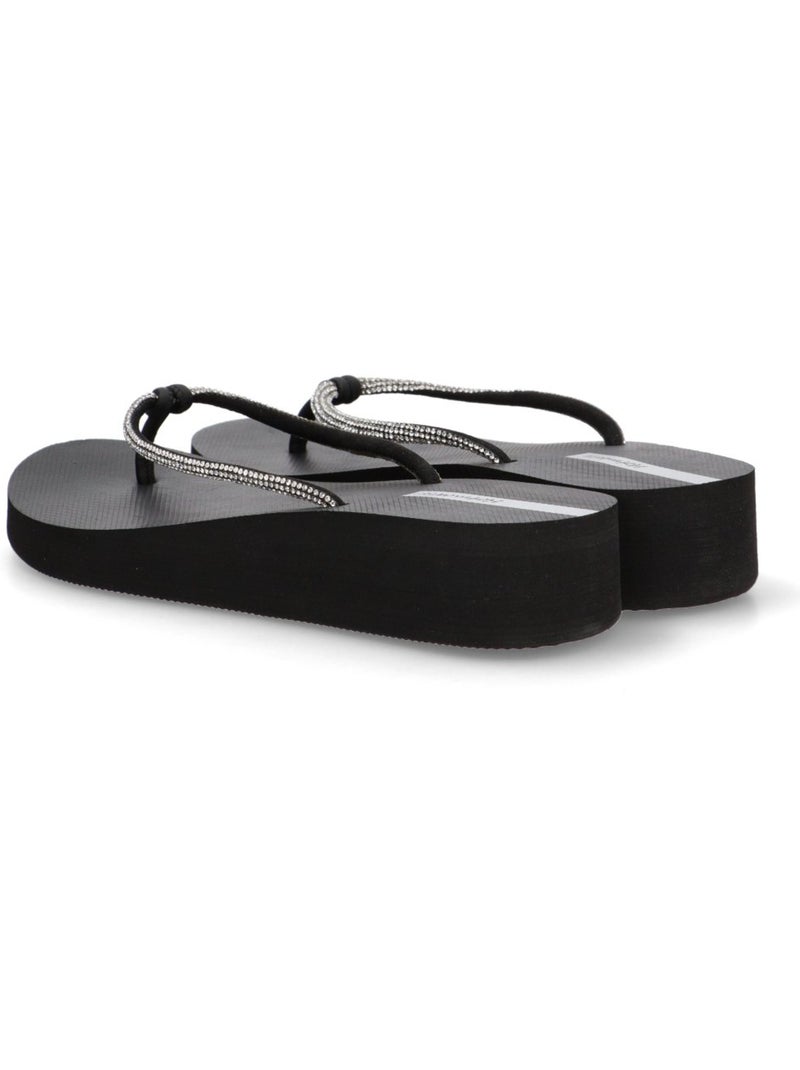 Chanclas Sandalias Playa Sandalia Playa Mujer Cuña Media - Etika Negro - Kiabi