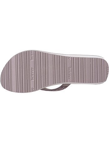 Chanclas suela sintética, parte superior de abalorios, tacón de cuña de 4 cm Isotoner