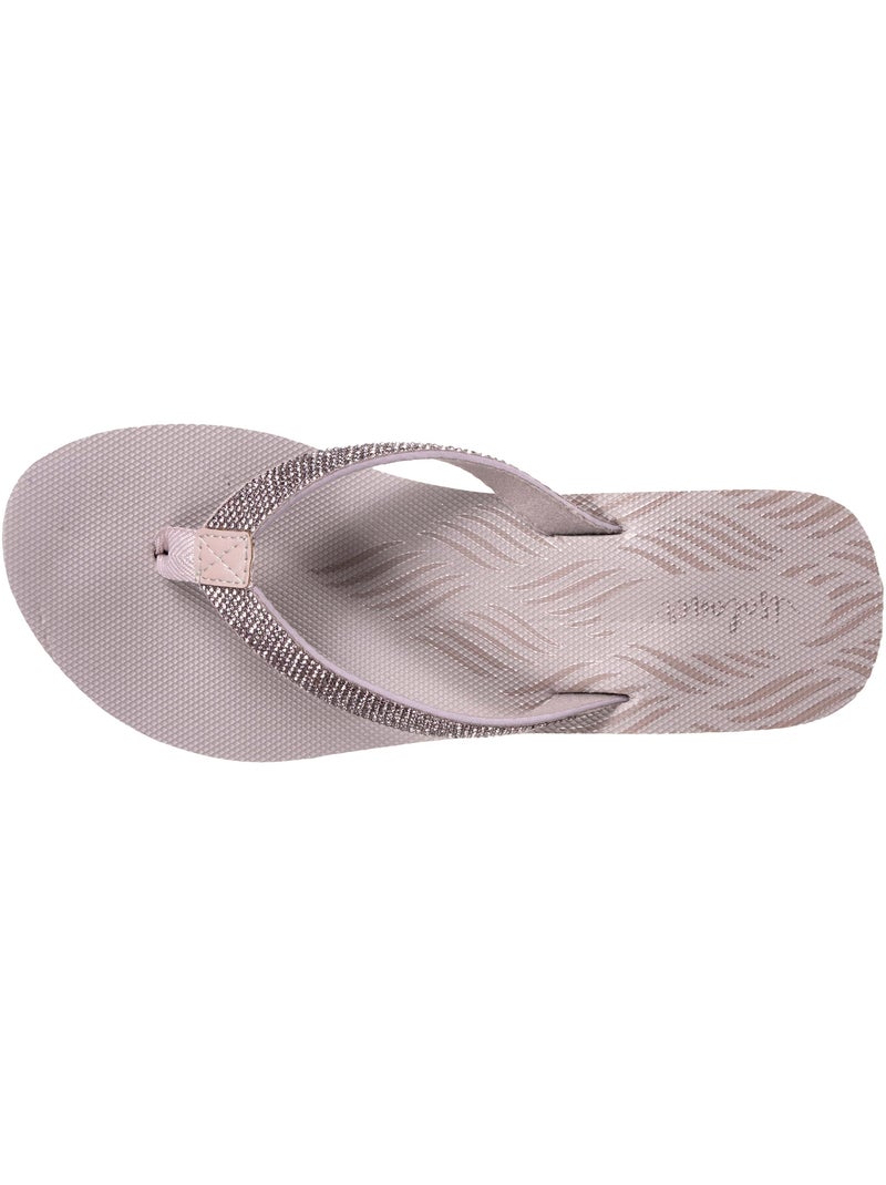 Chanclas suela sintética, parte superior de abalorios, tacón de cuña de 4 cm  Isotoner Taupe - Kiabi