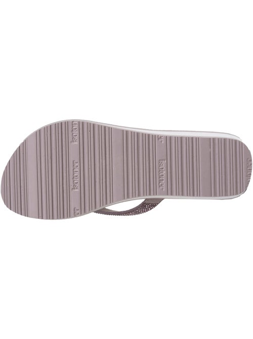 Chanclas suela sintética, parte superior de abalorios, tacón de cuña de 4 cm  Isotoner - Kiabi