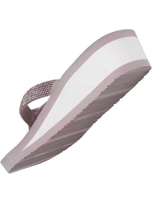 Chanclas suela sintética, parte superior de abalorios, tacón de cuña de 4 cm  Isotoner - Kiabi