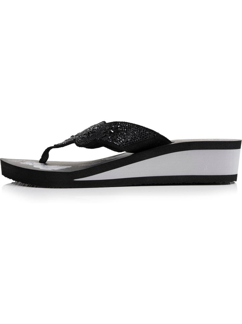 Chanclas tacón de 4 cm, suela cómoda y ligera, sandalia de playa, sandalia de Negro Plateado - Kiabi