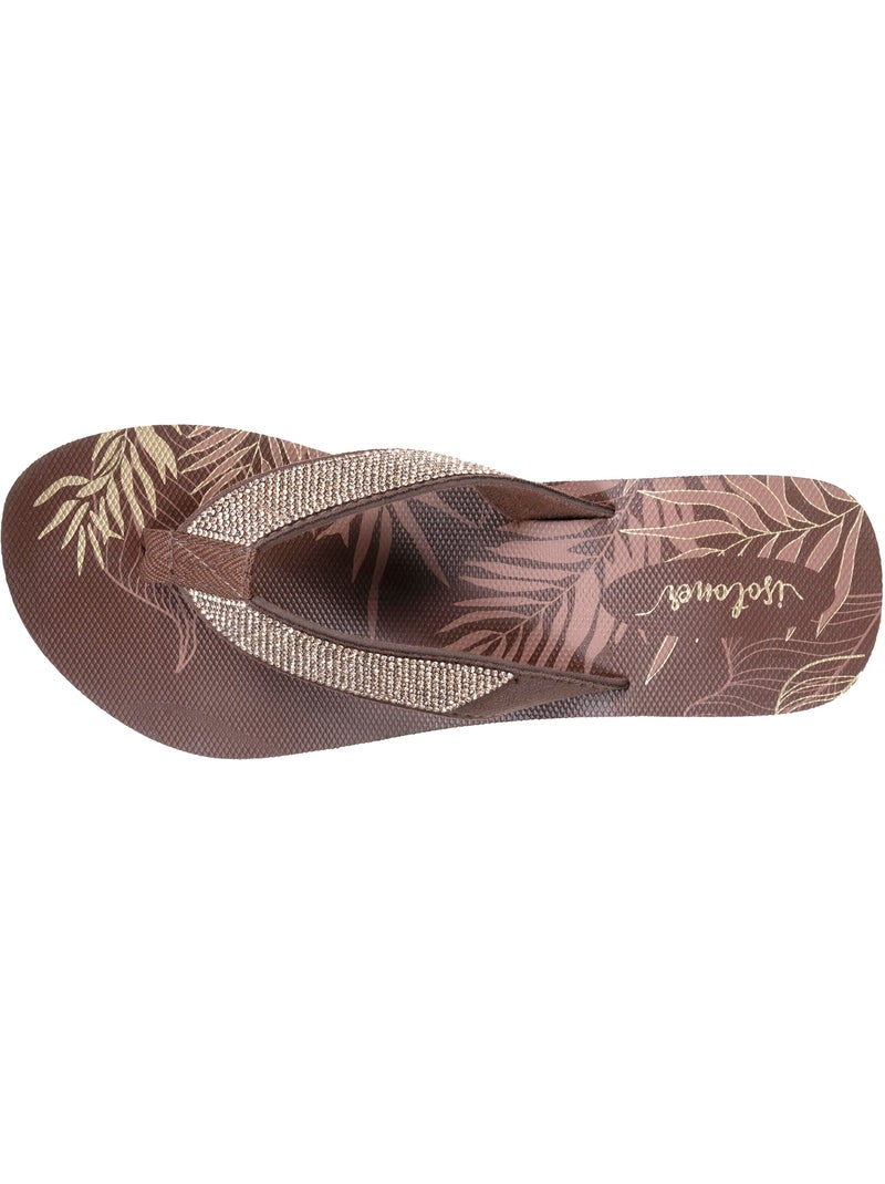 Chanclas tacón de 4 cm, suela cómoda y ligera, sandalia de playa, sandalia de Taupe/Dorado - Kiabi
