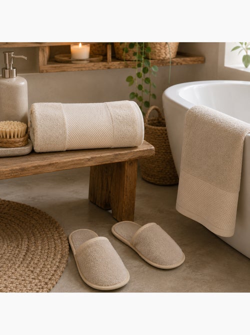 Chancleta de baño de algodón rizo impermeable mixta SPA - Kiabi Chancleta de baño de algodón rizo impermeable mixta SPA - Kiabi