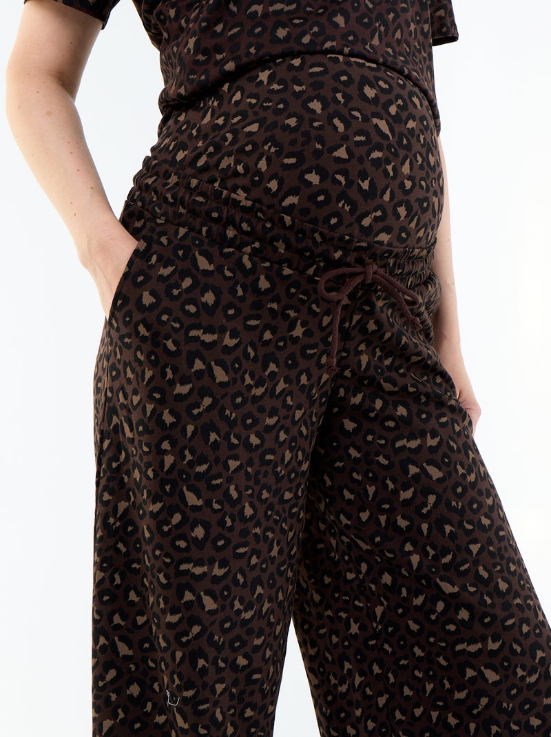 Chándal de maternidad wide leg de felpa francesa Marron - Kiabi